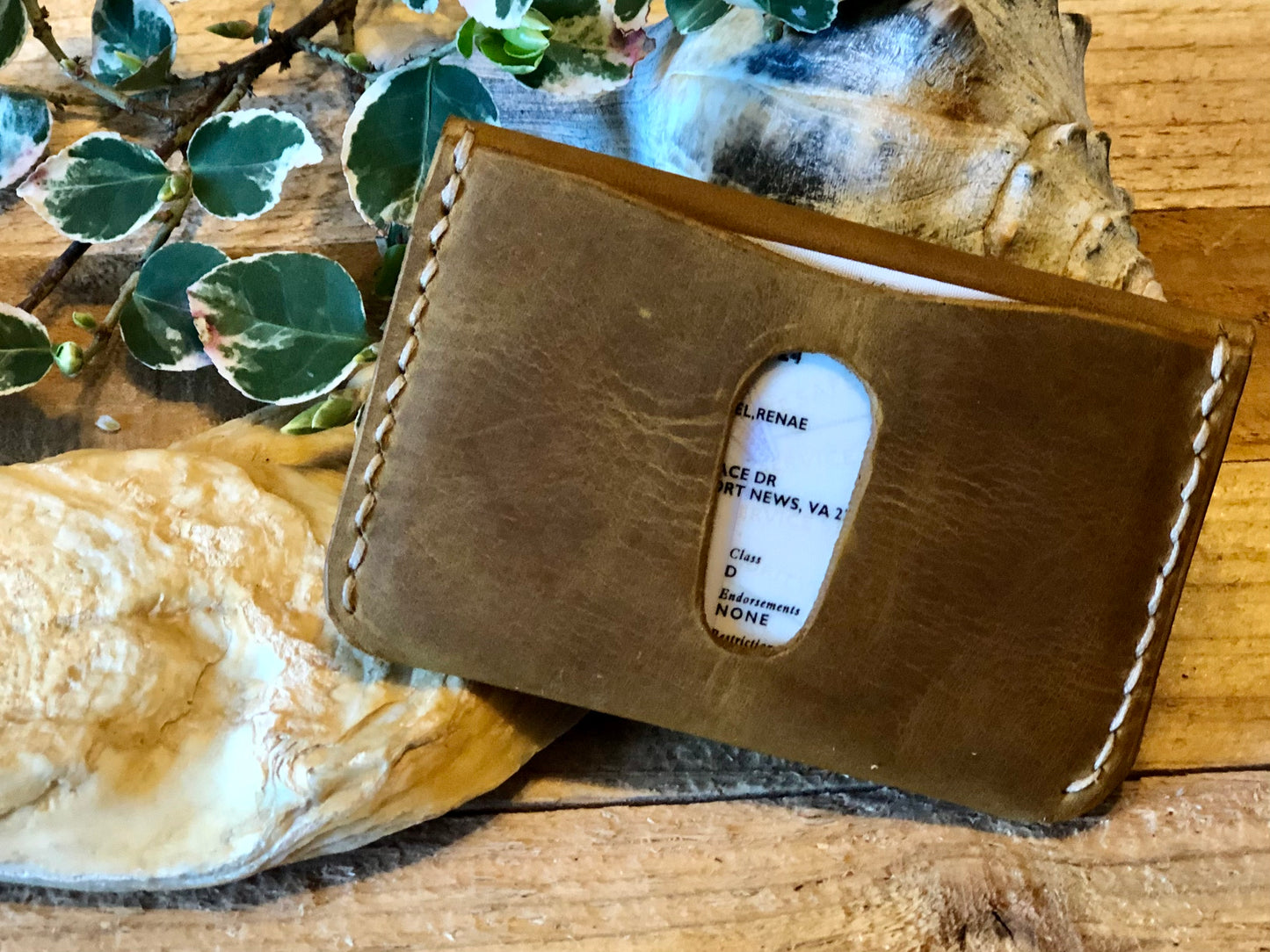 Leather Minimal Snap Wallet with ID Slot