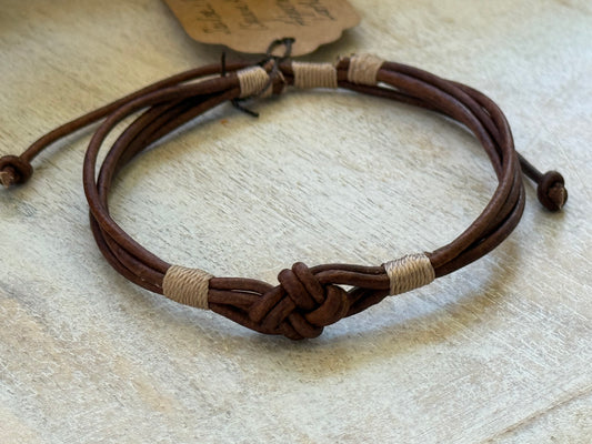 Square Knot Bracelet with Adjustable Slide Closure
