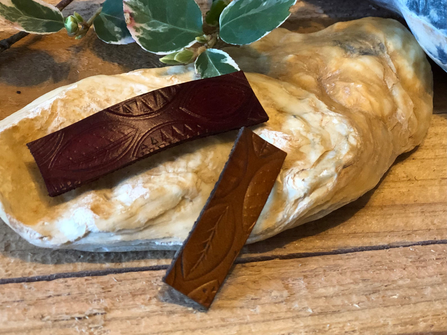 Large Burgandy Leaf Clip Barrette and Small Tan Leaf Clip Barrette