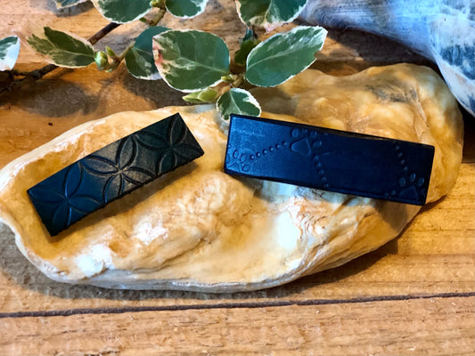 Small Blue Dainty Tile Clip Barrette and Small Blue Paw Print Clip Barrette